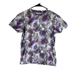 Ted Baker London Multicolor Pineapple Palm Short Sleeve Womens T-Shirt Top Sz‎ 2